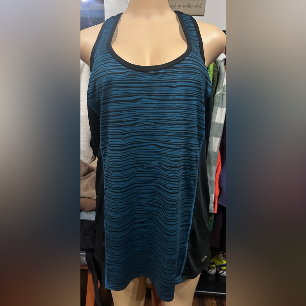 Champion Black and Teal Muscle Tee